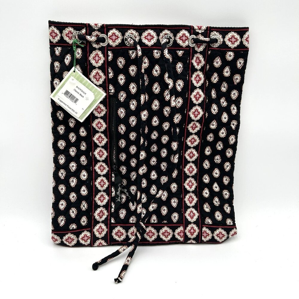 VERA BRADLEY Back Sack NWT Quilted Paisley Black Red Floral Retired Bag